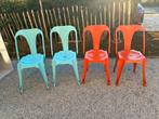 Retro stoelen blauw en oranje ijzer, Ophalen, Gebruikt, Blauw, Vier