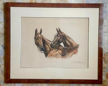 Léon DANCHIN (1887-1939) - Twee paarden - grote litho beschikbaar voor biedingen