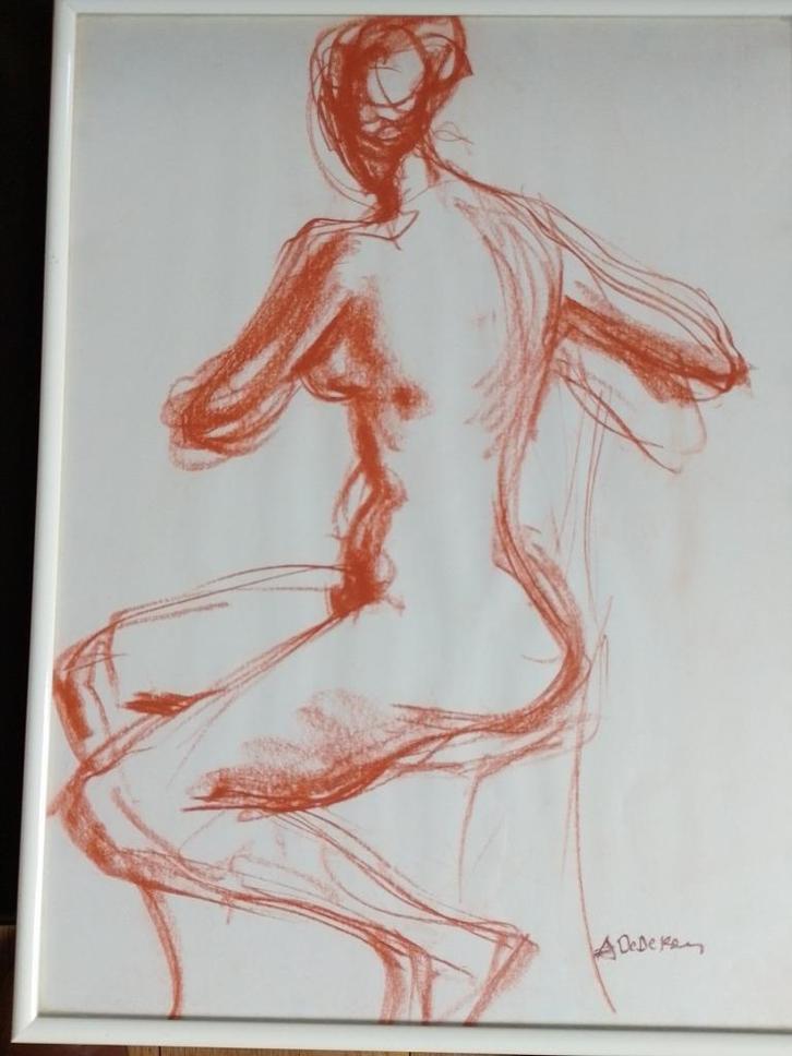 Albert De Deken  1   Roodkrijt Naakt, Antiek en Kunst, Kunst | Tekeningen en Fotografie, Verzenden