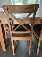 Verlengbare tafel met stoelen, Huis en Inrichting, Stoelen, Ophalen, Zo goed als nieuw, Hout
