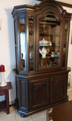 Eiken eetkamer (tafel, 6 stoelen, vitrine, dressoir), Huis en Inrichting, Ophalen, Zo goed als nieuw, Landelijk, 4 tot 6 stoelen