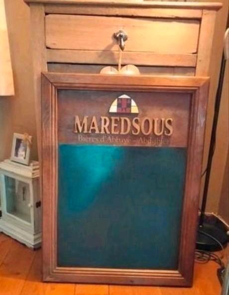 Bord, reclamebord Maredsous.
Hout, krijt. 60x80cm, Verzamelen, Biermerken, Overige merken, Ophalen of Verzenden
