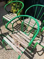 Vintage Franse terrasstoelen, Tuin en Terras, Tuinstoelen, Ophalen, Gebruikt, Metaal, Stapelbaar