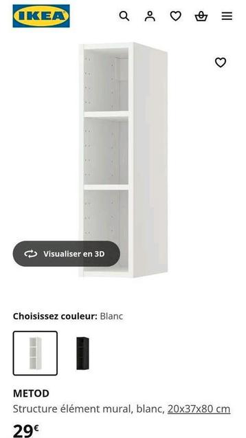 IKEA Metod koffer, 20 cm. + 2 planken. beschikbaar voor biedingen