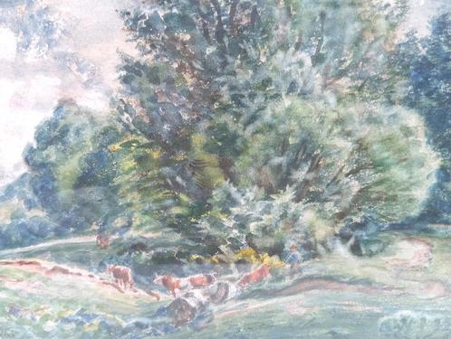 1 schilderij HAZLEDINE ALFRED 1943 (1876-1957), Antiek en Kunst, Kunst | Schilderijen | Klassiek, Ophalen of Verzenden