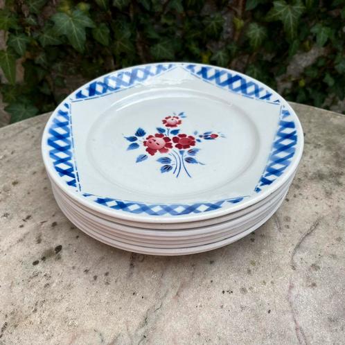 8 vintage Franse dessertbordjes bloemen K&G Lunéville Henri, Antiek en Kunst, Antiek | Servies los, Ophalen of Verzenden