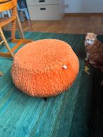 Oranje retro poef met opbergruimte, Ophalen, Zo goed als nieuw
