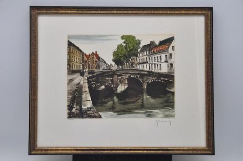 Lithographie couleur R. Hebbelinck - 41*33cm - Augustijnenbr, Antiquités & Art, Art | Lithographies & Sérigraphies, Enlèvement ou Envoi
