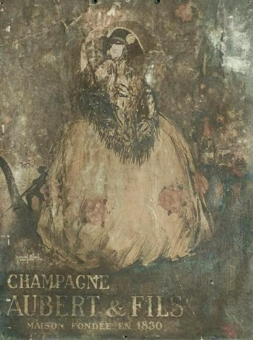 AUBERT ET FILS : Panneau publicitaire à champagne des années, Collections, Collections Autre, Utilisé, Enlèvement ou Envoi
