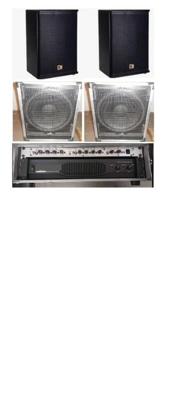 ensemble sonore (2 subs + 2 top + amplification) disponible aux enchères