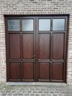 Garagepoort - dubbele poort in AFRORMOSIA, Doe-het-zelf en Bouw, Deuren en Vliegenramen, Ophalen, Gebruikt, Garagedeur, Glas