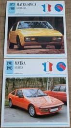 Matra: sportauto's: 2 verzamelkaarten (jaren '70-'80), Enlèvement ou Envoi, Comme neuf, Voitures
