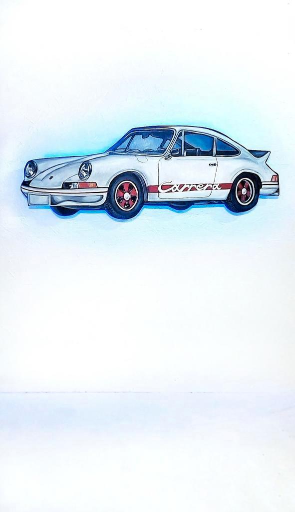 Uniek geschilderd houten Carrera Porsche bord met LED, Auto-onderdelen, Verlichting, Porsche, Nieuw, Ophalen