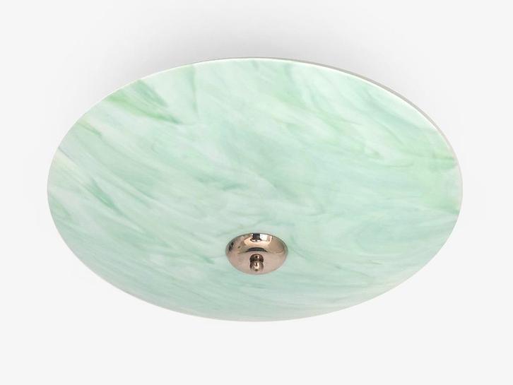 plafondlamp art deco glas groen, Huis en Inrichting, Lampen | Plafondlampen, Glas, Metaal, Ophalen of Verzenden