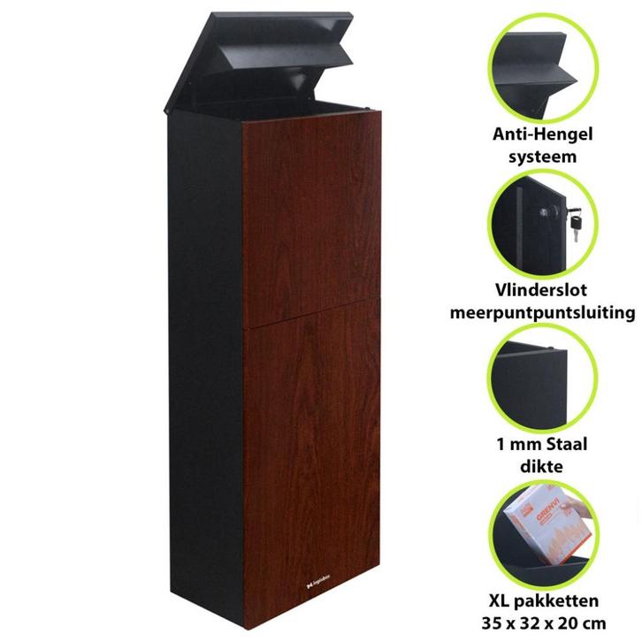 Logixbox - Pakketbrievenbus - Trendybox Wood, Hoge kwaliteit, Tuin en Terras, Brievenbussen, Nieuw, Staande brievenbus, Staal