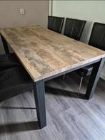 bezorging is mogelijk , Complete eethoek met 6 leren stoelen, Ophalen of Verzenden, Zo goed als nieuw, 6 tot 8 stoelen