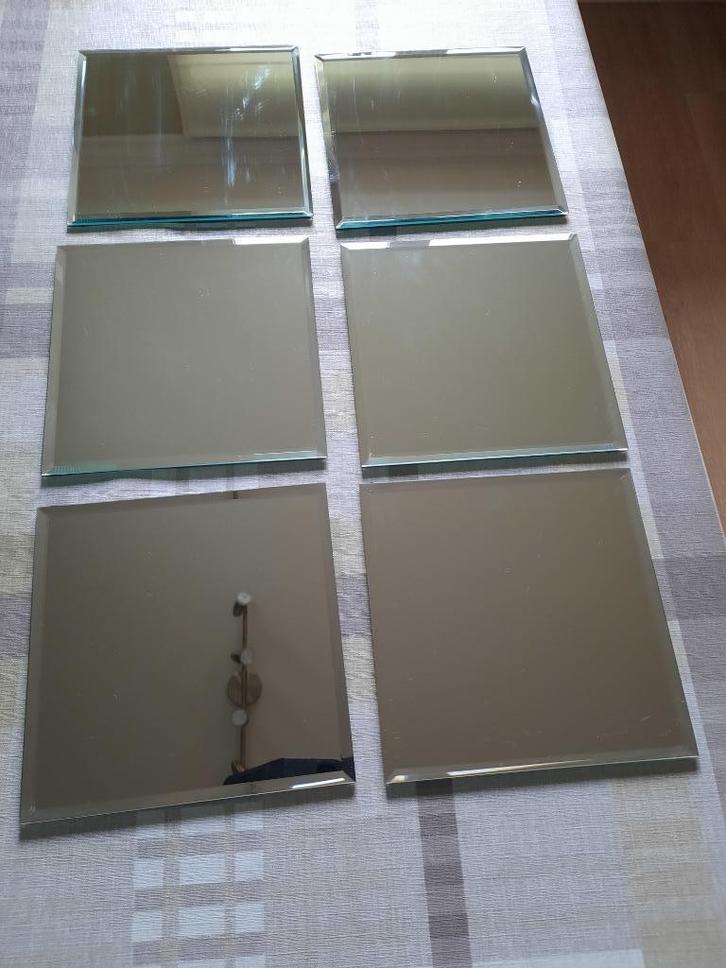 6 vierkante spiegeltjes in prima staat, Huis en Inrichting, Woonaccessoires | Spiegels, Zo goed als nieuw, Minder dan 50 cm, Minder dan 100 cm