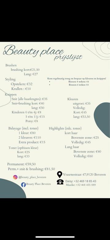 Kapsalon beveren waas beschikbaar voor biedingen