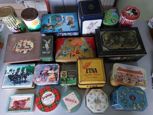 Blikken dozen koffie Art Deco retro met spiegel engeltjes, Verzamelen, Blikken, Gebruikt, Koffie, Ophalen of Verzenden