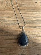 Ketting Zilver Lapis Lazuli (925), Handtassen en Accessoires, Nieuw, Blauw, Zilver, Verzenden