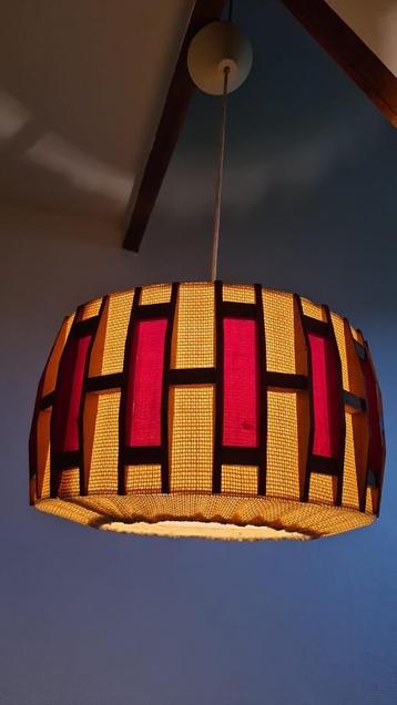 Lampe suspendue vintage en jute/bois, design scandinave 
