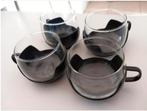 4 retro vintage tassen glazen thee koffie huishouden servies, Huis en Inrichting, Keuken | Servies, Ophalen of Verzenden