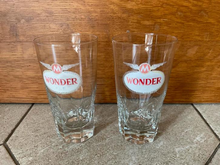 Zeer oude bierglazen Wonder Ale, Verzamelen, Glas en Drinkglazen, Zo goed als nieuw, Verzenden