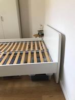 Ikea ASKVOLL 140x200 + LUROY lattenbodem, Huis en Inrichting, Slaapkamer | Bedden, 140 cm, Wit, Zo goed als nieuw, Hout