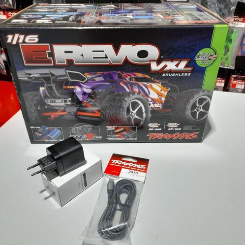 Traxxas E-Revo 1/16 VXL Blauw Promo, Hobby en Vrije tijd, Modelbouw | Radiografisch | Auto's, Nieuw, Auto offroad, Elektro, Schaal 1:16