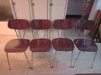 Vintage formica en chroom stoelen, Maison & Meubles, Chaises, Quatre, Brun, Enlèvement, Utilisé