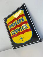 Enseigne publicitaire émaillée service PHILIPS, Collections, Utilisé, Enlèvement ou Envoi, Panneau publicitaire