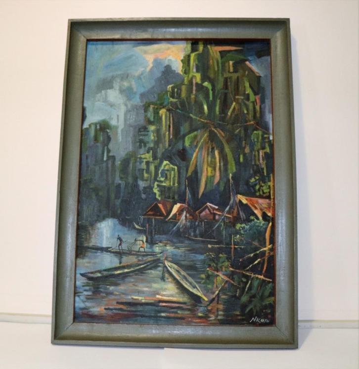 2 Congolese schilderijen, Antiek en Kunst, Kunst | Schilderijen | Modern, Ophalen