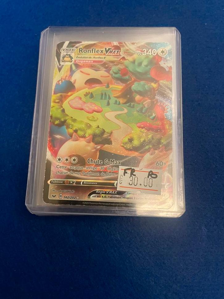 Snorlax vmax FRANS, Hobby en Vrije tijd, Verzamelkaartspellen | Pokémon, Zo goed als nieuw, Ophalen of Verzenden
