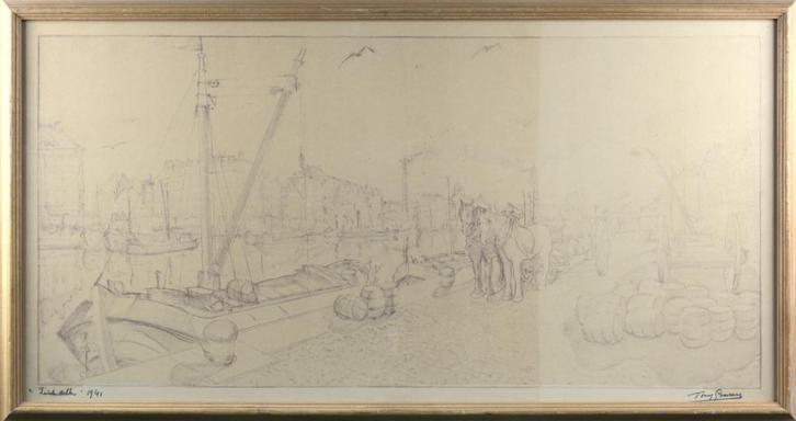 Tony Goossens (1903 - 1980) - Antwerpen, Antiek en Kunst, Kunst | Tekeningen en Fotografie, Ophalen of Verzenden
