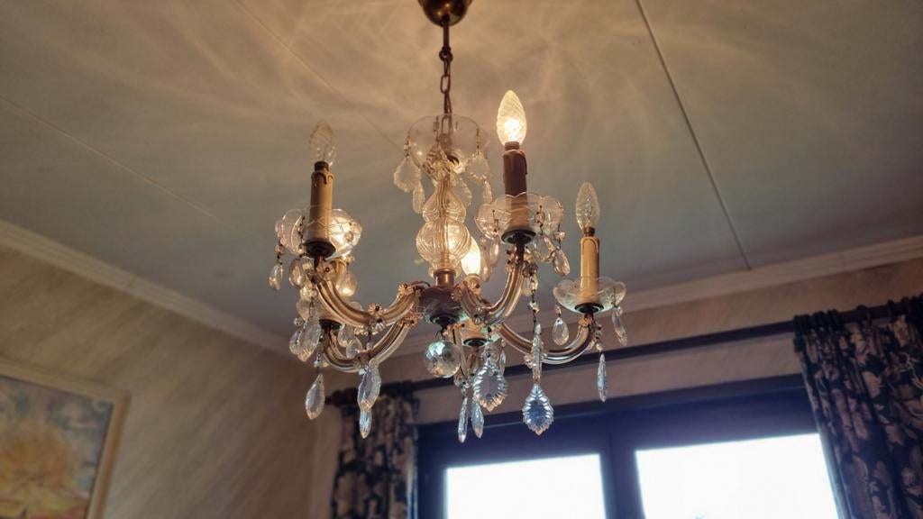 Lustre en verre, Maison & Meubles, Lampes | Lustres, Utilisé, Verre, Enlèvement