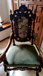 2 fauteuils en 3 uitgesneden stoelen uit de 19e eeuw, Antiek en Kunst, Ophalen