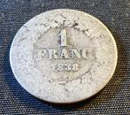 1 frank 1838 gelauwerd (lijn onder R) - Leopold I, Postzegels en Munten, Verzenden, Zilver, Losse munt, Zilver