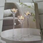 3 glazen houders voor kaarsjes,15cm,17cmen 20cm hoog., Verzamelen, Glas en Drinkglazen, Ophalen, Nieuw