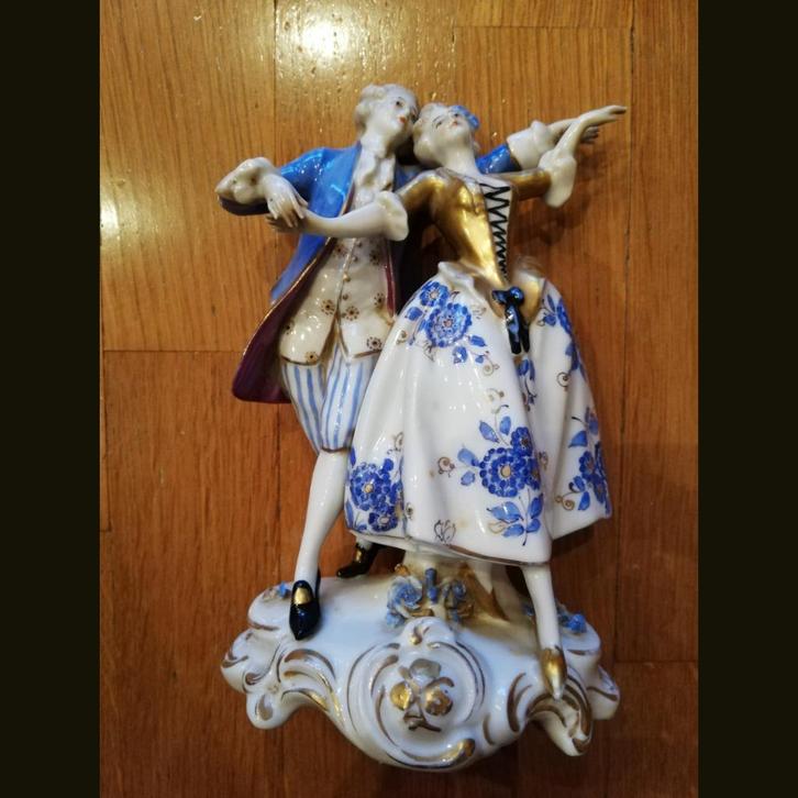 Oudheid: paar dansers - Saksen porselein 18e / 19e, Antiek en Kunst, Antiek | Porselein, Ophalen