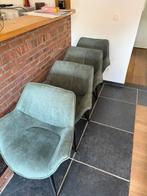 4 stuks eetkamer stoelen in nubuck kleur oud blauw, Ophalen, Zo goed als nieuw, Blauw