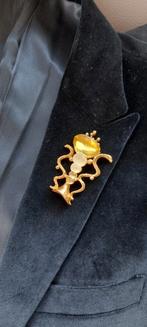 Juweel broche Oh la la Loris Azzaro metaal lucite unisex, Neuf, Enlèvement ou Envoi, Or, 4 à 7 cm