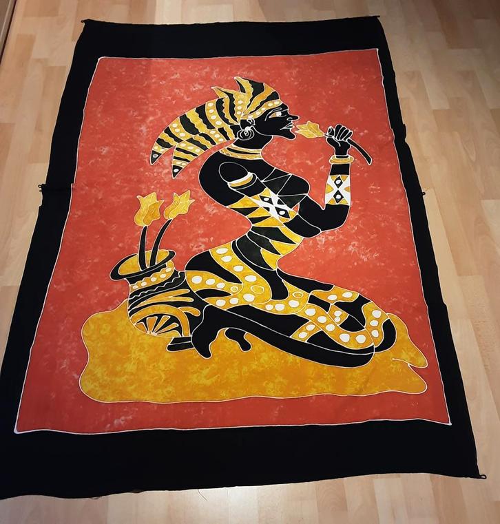 Wanddoek uit Indonesië  op kunstzijde, Antiek en Kunst, Kunst | Schilderijen | Modern, Ophalen of Verzenden