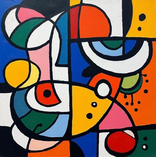 Peinture sur toile - moment de réflexion - 60 x 50 cm, Antiek en Kunst, Kunst | Schilderijen | Modern, Ophalen of Verzenden