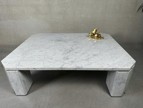 Vintage salontafel – Carrara marmer, Huis en Inrichting, Tafels | Salontafels, Gebruikt, Minder dan 50 cm, 100 tot 150 cm, 100 tot 150 cm