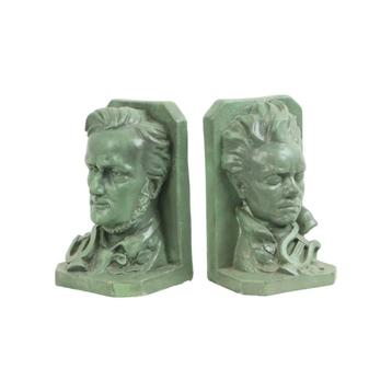 Boekensteunen Buste Wagner Beethoven Gips Gesigneerd beschikbaar voor biedingen