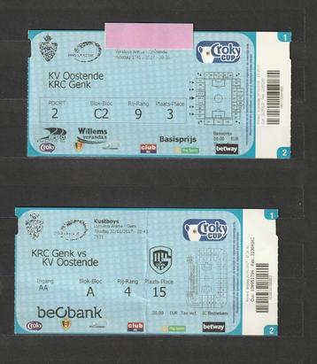 tickets H/T 1/2 finale Croky Cup KV Oostende - Genk, 01/2017, Enlèvement ou Envoi, Utilisé, Autres types