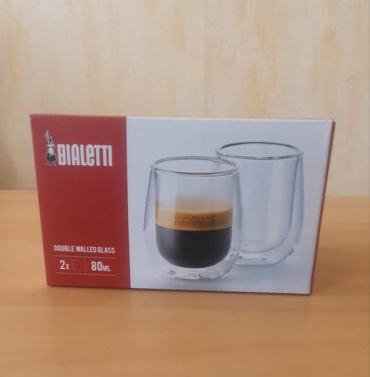 Bialetti 2X cups à espresso/Doppio de 80ml a double paroi, Collections, Verres & Petits Verres, Neuf, Enlèvement ou Envoi