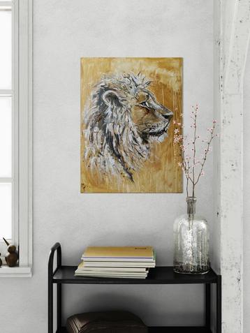 Vrij groot schilderij leeuw Mk Art beschikbaar voor biedingen