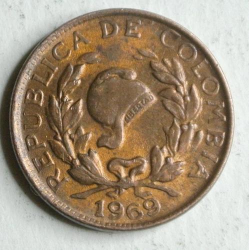 AV CURRENCY COLOMBIA KM #205A „CENTAVOS” UIT 1969 9 OPDRUK, Postzegels en Munten, Munten | Amerika, Losse munt, Midden-Amerika