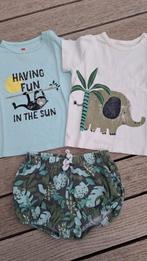 Set van short en 2 T-shirts Jungle, Maat 56, Gebruikt, Jongetje of Meisje, Ophalen of Verzenden, Setje